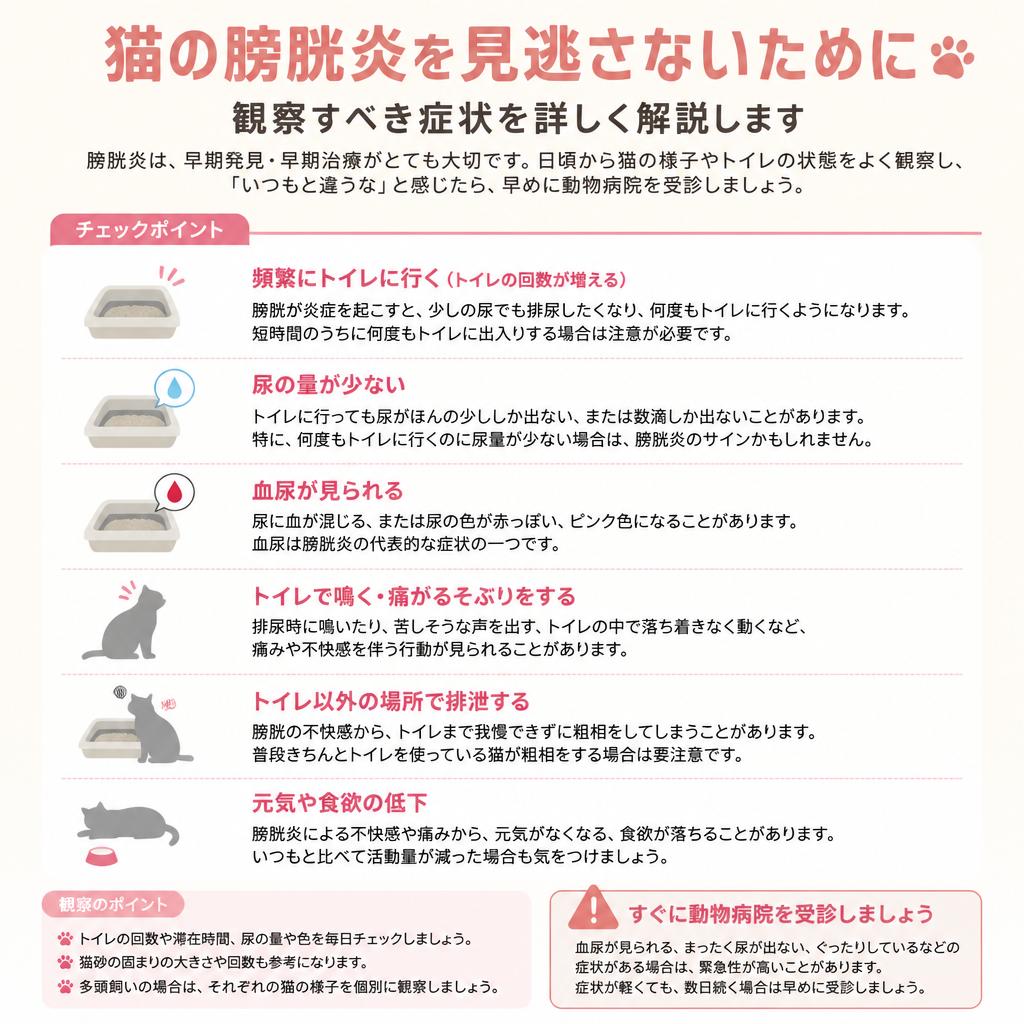 見逃すと危険！膀胱炎の主な症状